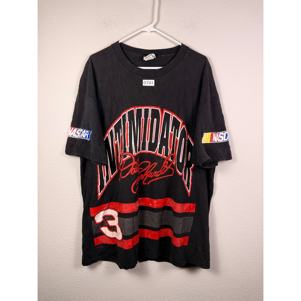 Vintage Nutmeg Mills NASCAR Dale Earnhardt The Intimidator T-Shirt XL Black 90s